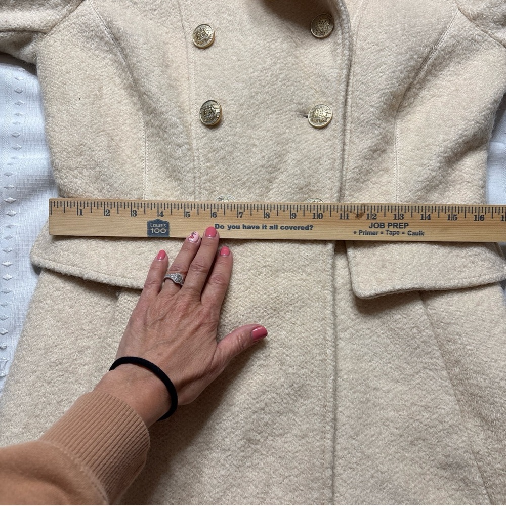 GUESS Womens Beige Wool Blend Double Breasted Button-Up Lined  Coat- Size Medium - Picture 7 of 11